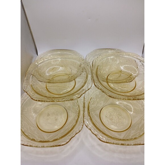 Set of 6 Vintage Federal Glass Co Madrid Amber 5” Berry Fruit Dessert Bowls MCM - Picture 1 of 14